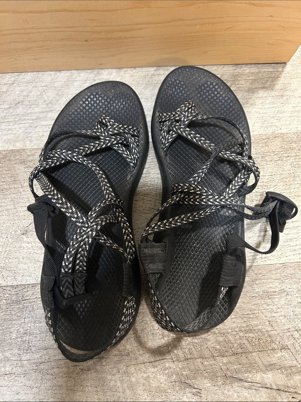 Chaco Women's Black and White Patterned Sport Sandals